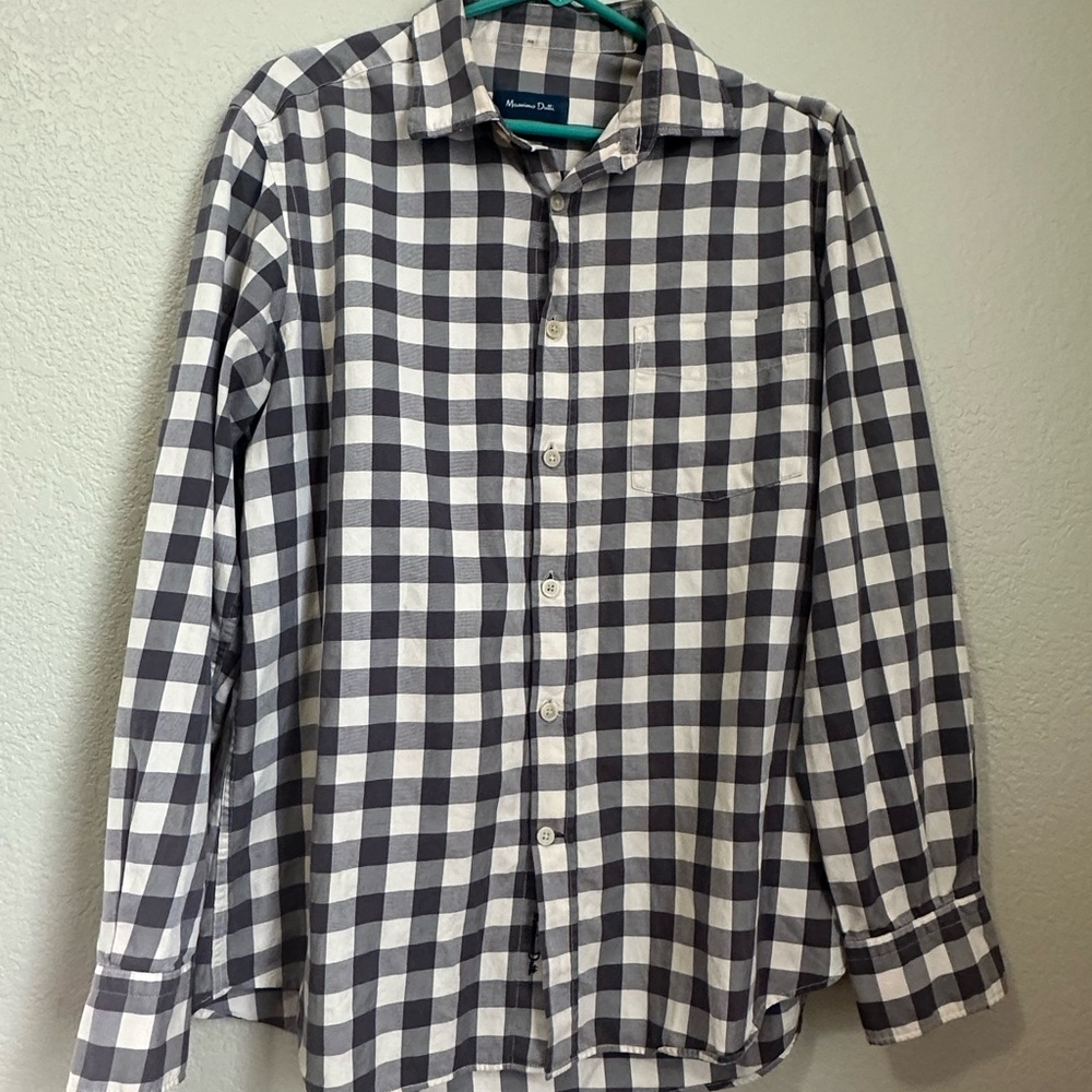 Massimo Dutti Black and White Plaid Shirt